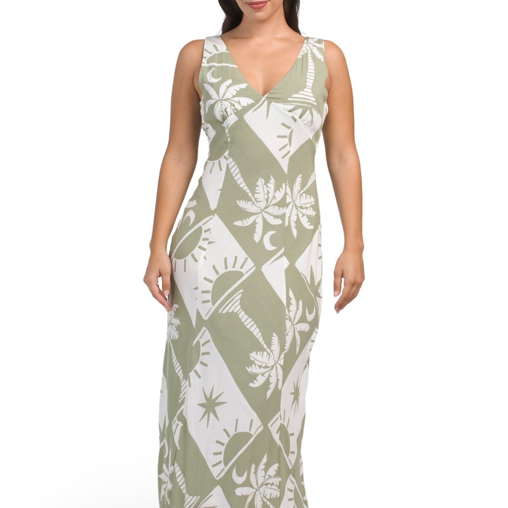 Paper heart Tropical Green and White Maxi Dress